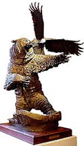Bronze sculpture of Bear and Eagle