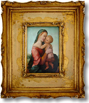 Framed Oil painting of a Modanna and Child
